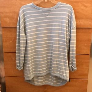 Blue and white striped pullover